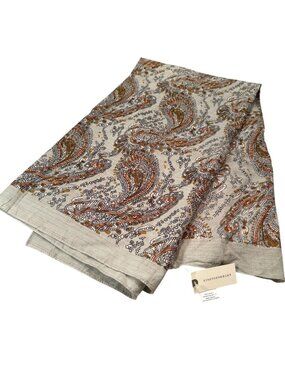 Anthropologie Llani Paisley Boho Scarf Womens Shawl Metallic Stripes Oversize